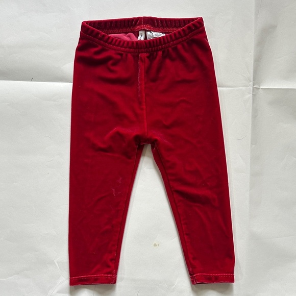 Janie and Jack Red Velour Holiday Leggings 12-18m - Picture 1 of 3